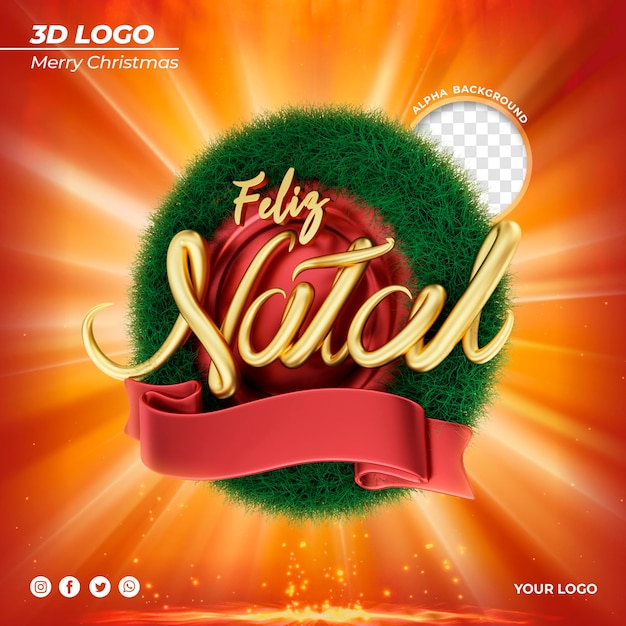 3d kerstlogo voor compositie selo natal in brazil