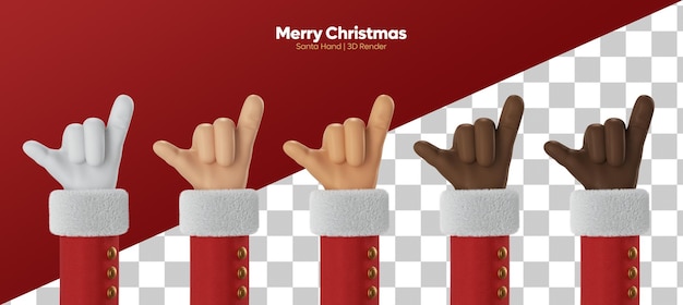 3d kerstman cartoon hand als gebaar