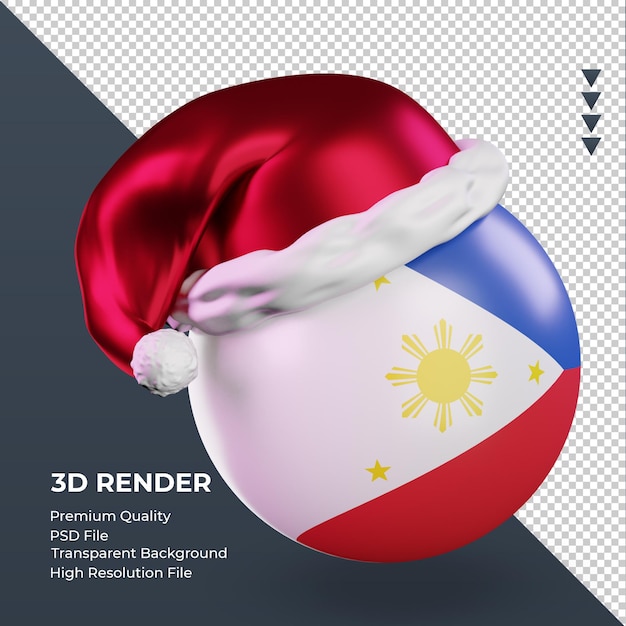 3d-kerstmis santa claus pet filipijnen vlag rendering linker weergave