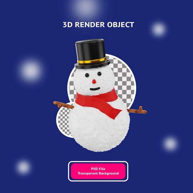 3d kerstmis sneeuwpop illustartion object weergegeven transparante background