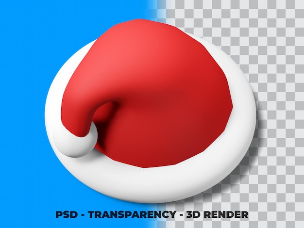 PSD 3d-kerstmuts met transparante achtergrond