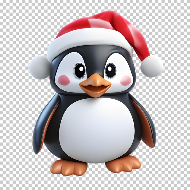 PSD 3d kerstpinguïn personage geïsoleerd op transparante achtergrond