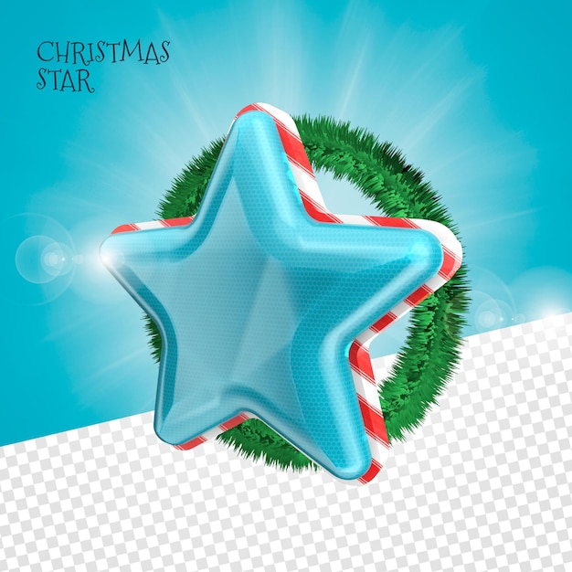 3d-kerstster voor geïsoleerde psd premium-compositie