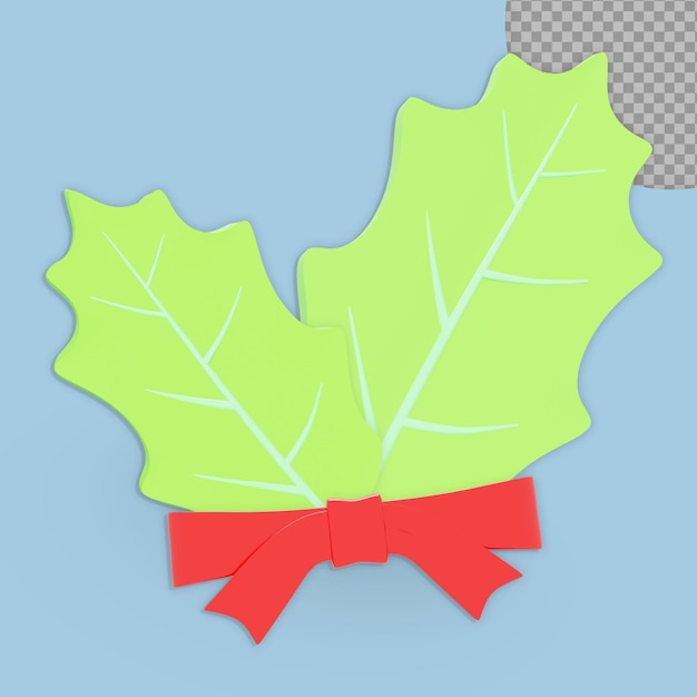 3d-kerstversiering blad rendering ontwerp geïsoleerd