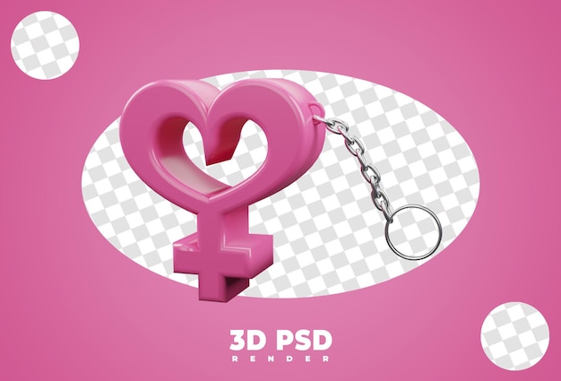 3d key chain with female gender isolate