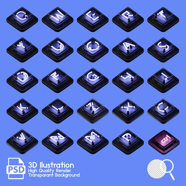 PSD 3d keycaps icon colletion