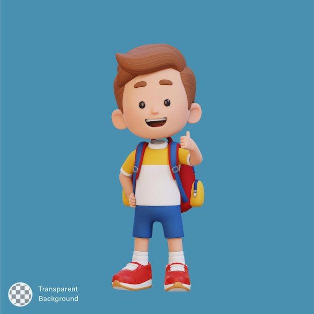 3Dキャラクター 親指をあげて 嬉しい顔をして