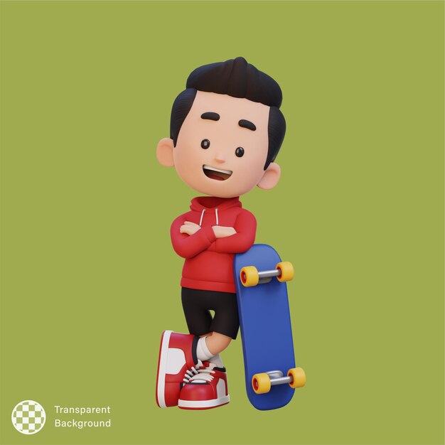 PSD 3d kid character ride skateboard
