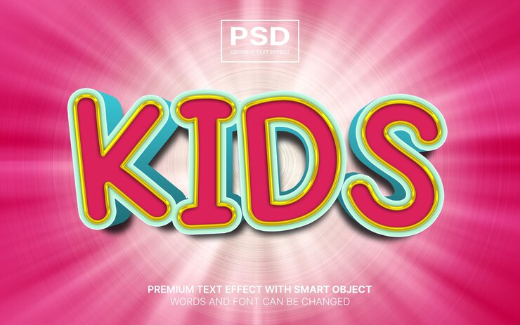 PSD 3d kids editable text effect
