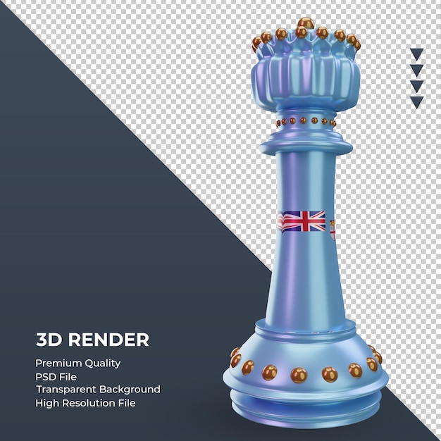 左側面図をレンダリングする3dキングチェスフィジーの旗