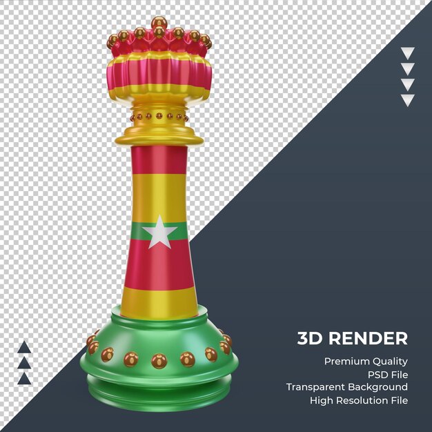 3dキングチェスミャンマー旗レンダリング正面図