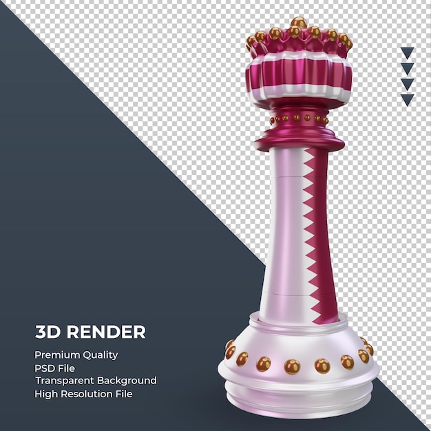 3d king chess qatar flag rendering left view