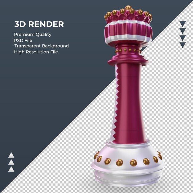 PSD 3d king chess qatar flag rendering right view