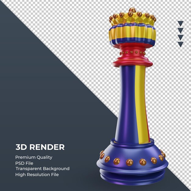 3d king chess romania flag rendering left view