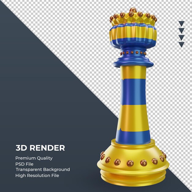 3d king chess ukraine flag rendering left view