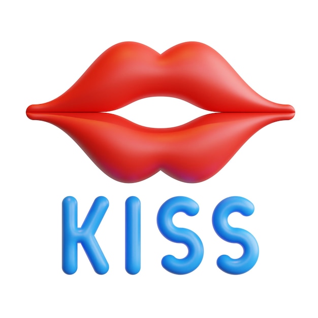 PSD 3d kiss media społecznościowe slang naklejka wysokiej jakości renderowanie ikon