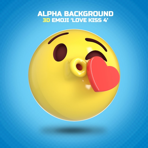 3D Kissing Emoji Alpha Channel 04