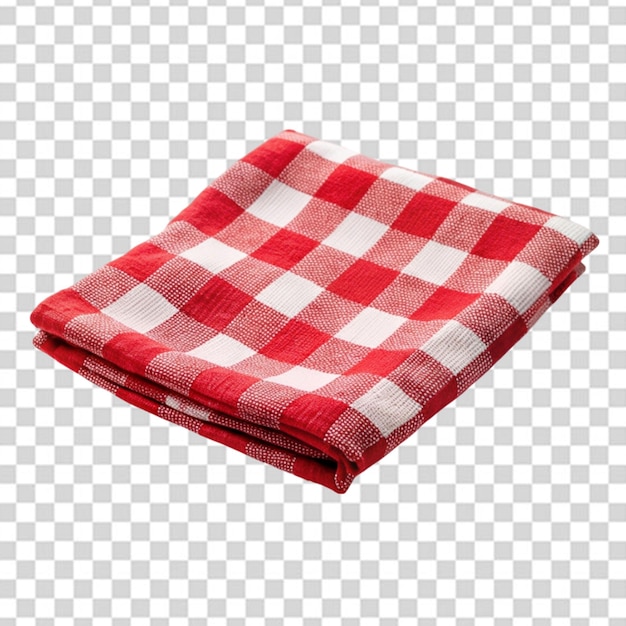 PSD 3d kitchen towel cloth top view isolated vector red tablecloth napkin for picnic with gingham plaid