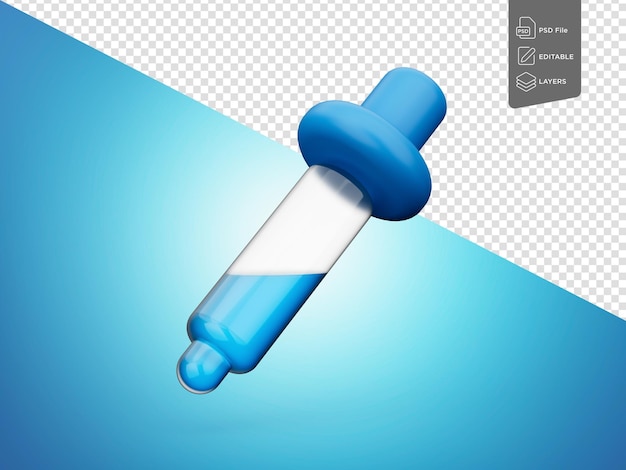 PSD 3d kleur picker of dropper pipet icoon medicijn dropper trendy en moderne 3d illustratie