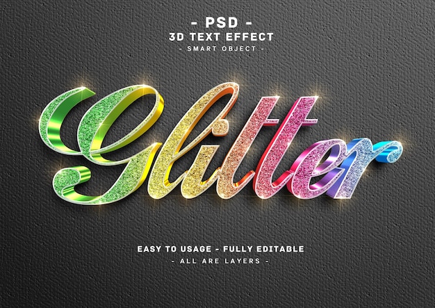 3d-kleuren glitter tekststijleffect