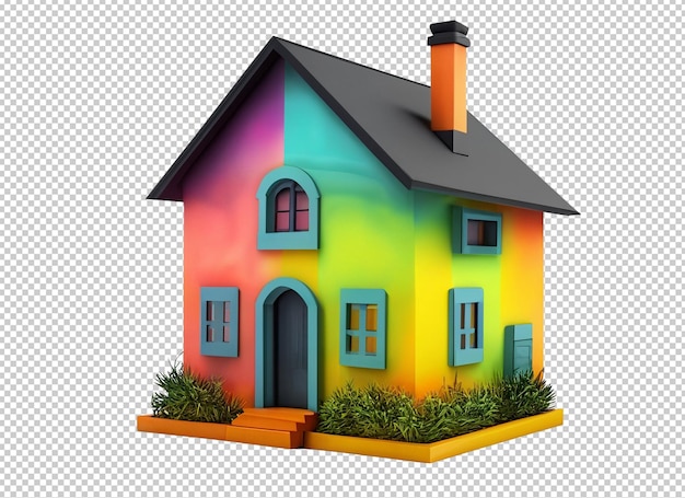 3d kleurrijk huis clipart png