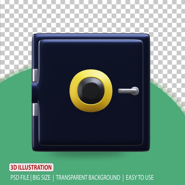 3d-kluis pictogram applicatie rendering met transparante achtergrond