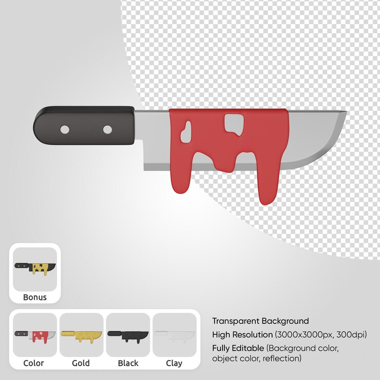 PSD 3d knife with blood