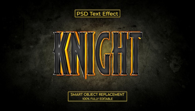 Редактируемый текстовый эффект 3d knight.