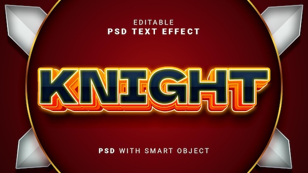 PSD 3d knight text effect