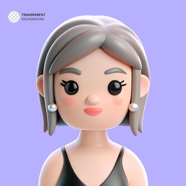 3d kobieca postać z kreskówek avatar izolowany