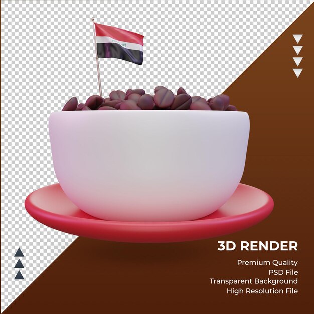 3d koffie dag irak vlag rendering vooraanzicht