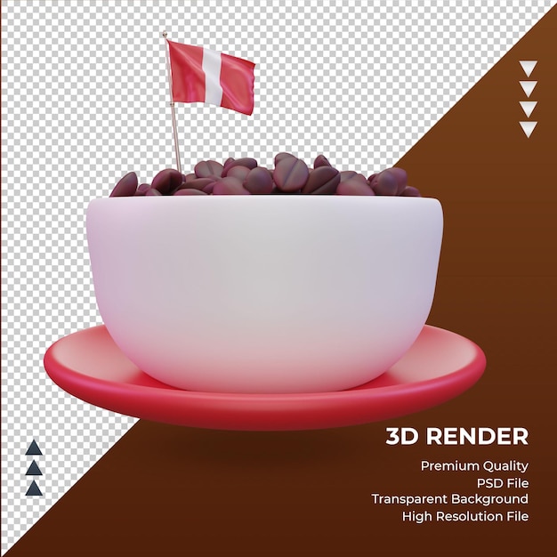 3d koffie dag peru vlag rendering vooraanzicht