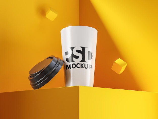 3D-koffie plastic beker mock-up scène