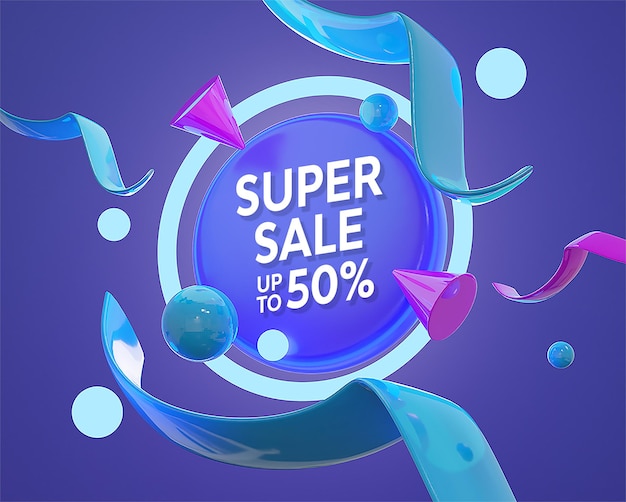3d kolorowy baner promocyjny rabat
