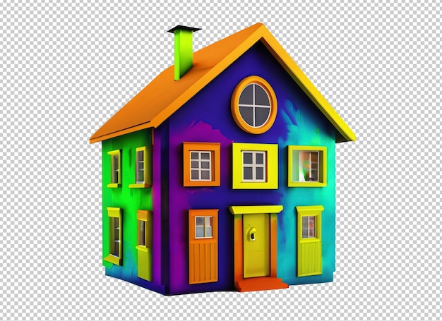 PSD 3d kolorowy dom clipart png