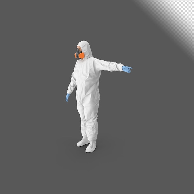 PSD 3d koncepcja renderowania wskazującego pracownika hazmat