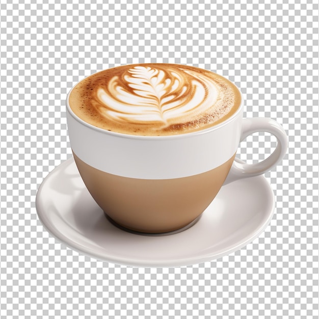 PSD 3d kopje latte png op witte achtergrond