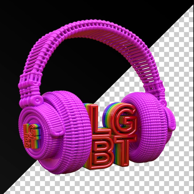 3D Koptelefoon LGBT Roze