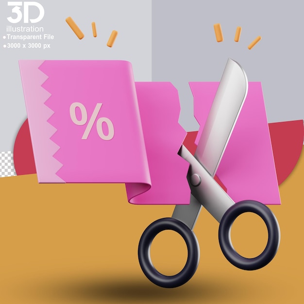 PSD 3d kortingsbon 3d illustratie 3d karakter op geïsoleerde achtergrond