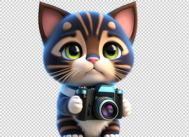 3D kot trzyma aparat