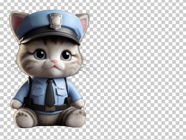 PSD 3d kotka w mundurze policyjnym i kapeluszu