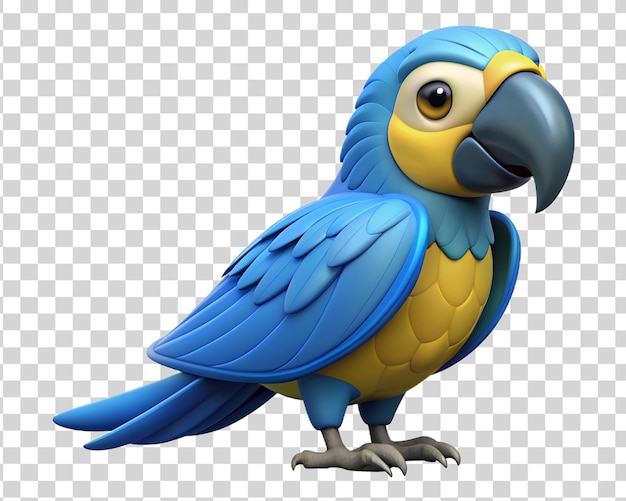 PSD 3d kreskówka macaw na przezroczystym tle