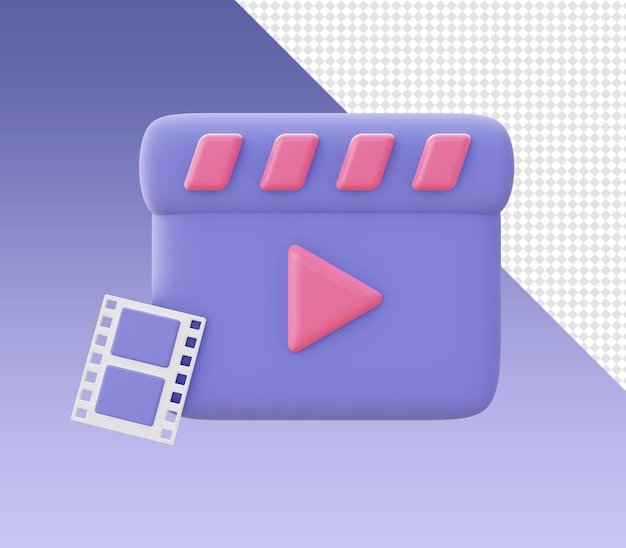 3d kreskówkowe renderowanie ikon wideo i klatek filmowych dla UI UX webowych aplikacji mobilnych projektów mediów społecznościowych