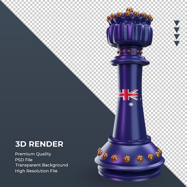 3d Król Szachy Australia Flaga Renderowania Lewy Widok