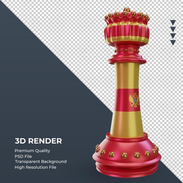 3d Król Szachy Czarnogóra Flaga Renderowania Lewy Widok