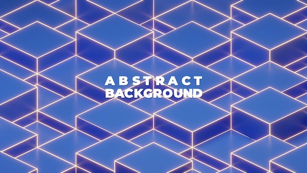 3D-kube og neonlys, abstrakt baggrund