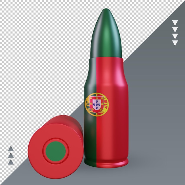 PSD 3d kula flaga portugalii renderująca widok z przodu