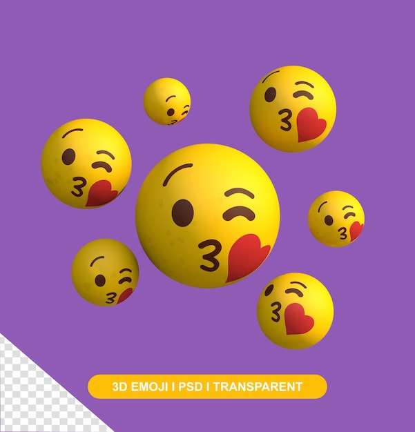 3D Kus Liefde Emoticon Set