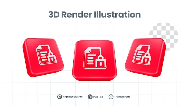 3D-kuvatiedosto lukittu ikoni verkko-, mobiilisovellus- ja sosiaalisen median promootioon