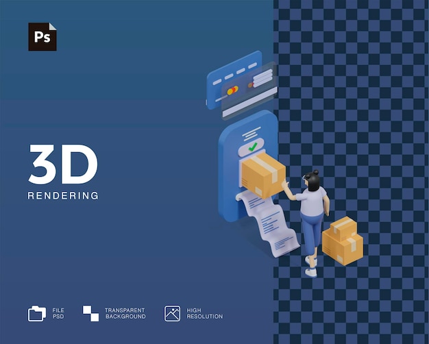 3D-kuvitus verkkokauppaostokset